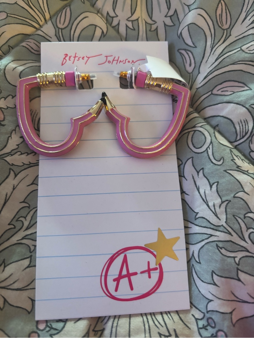 NEW Betsey Johnson pink pencil earrings, Large